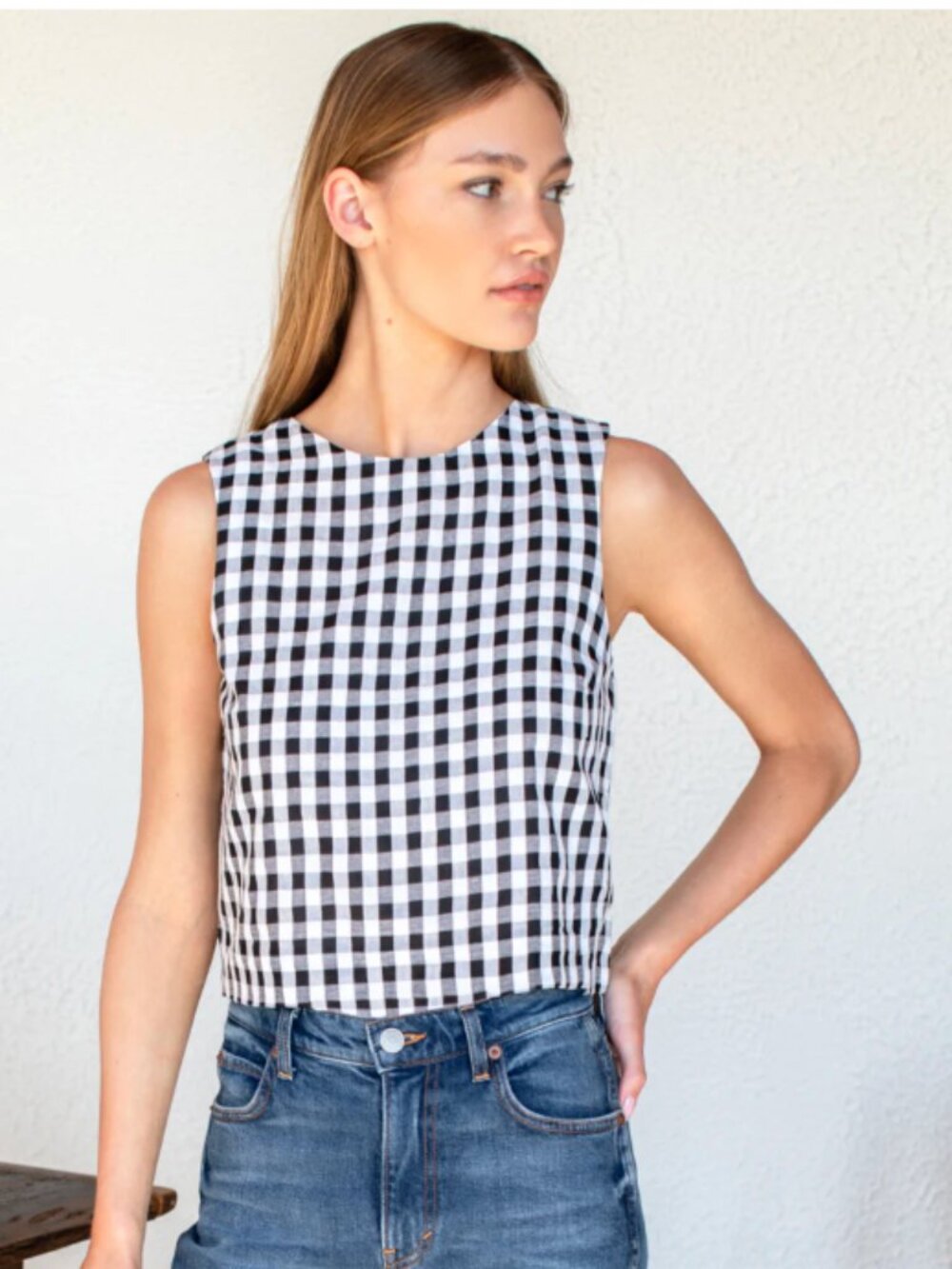 Emerson Fry Studio boxy top - black and white gingham - organic cotton